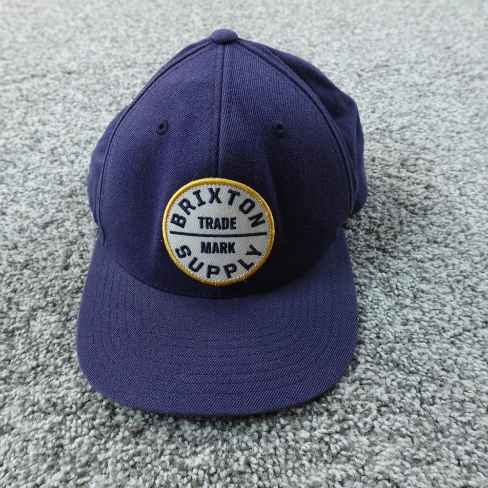 Brixton Hat Mens Blue Adjustable Strap Snap Back Cap Baseball Patch Logo Casual